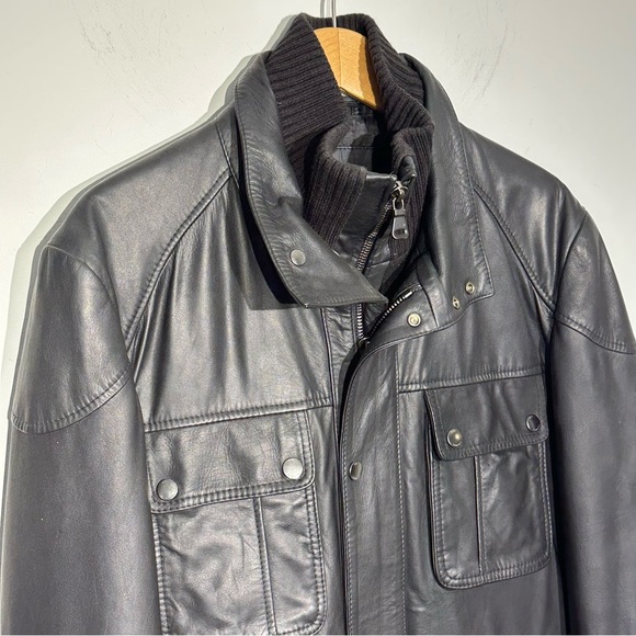 BOSS Hugo Boss 100% Goat Skin Leather Biker Jacket Men Size 40R NWOT - Picture 2 of 16